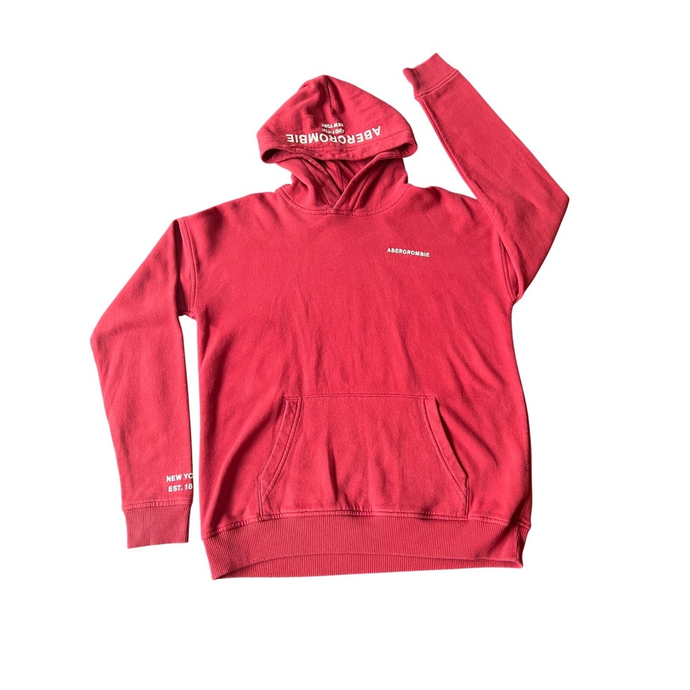 Abercrombie Kids Red Relaxed Fit Hoodie Sweatshirt Logo Size 15/16 XL (1017)